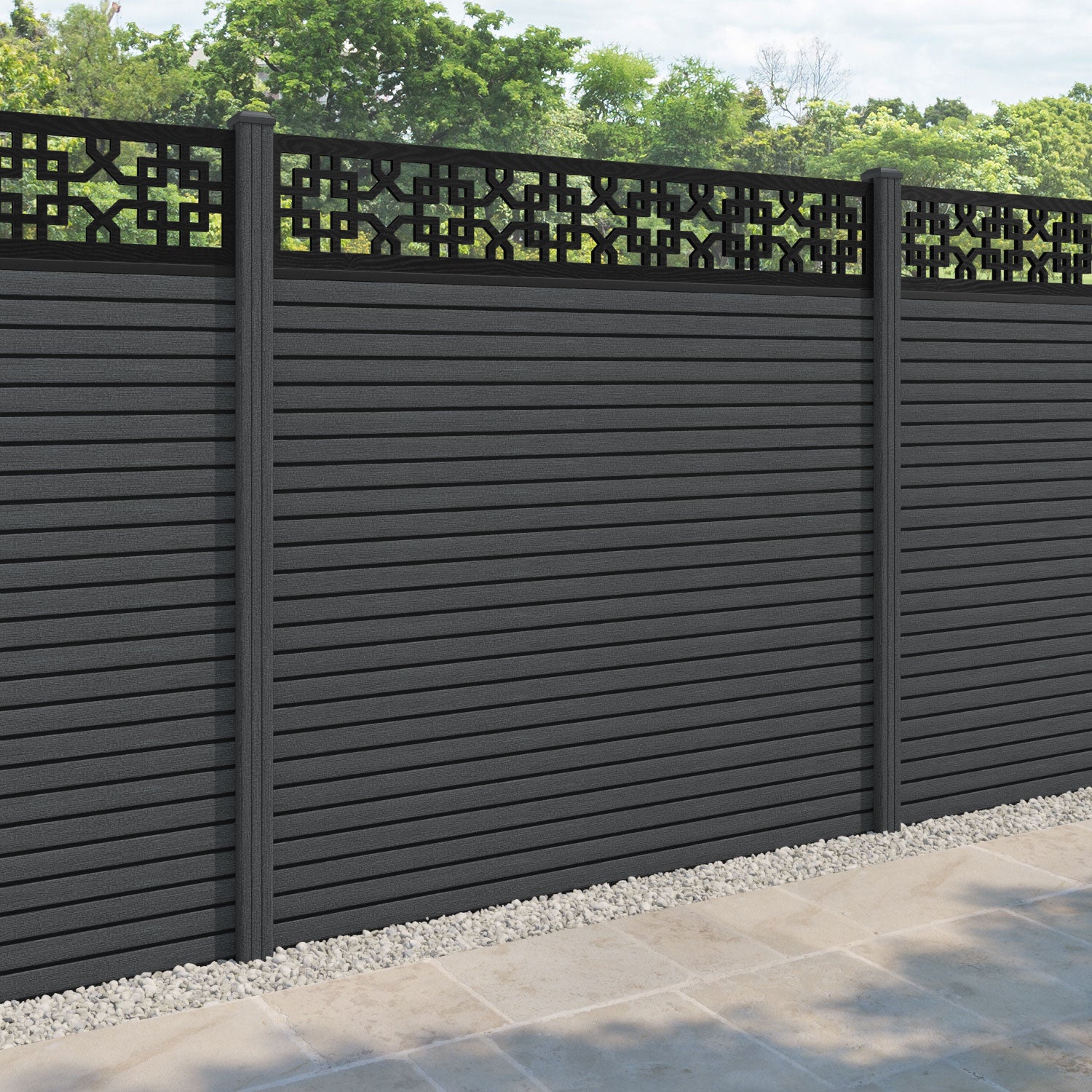 Hudson Zaria Fence Panel - Dark Grey - with our composite posts
