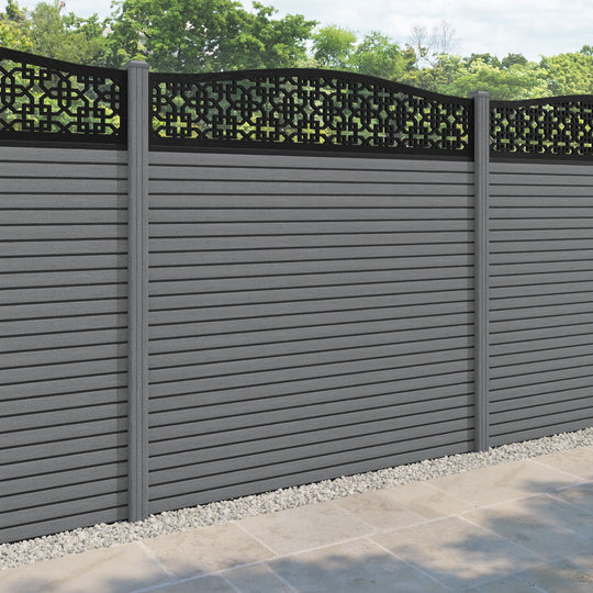 Hudson Zaria Curved Top Fence Panel - Mid Grey - with our composite posts