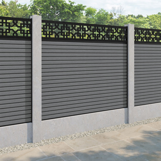 Hudson Zaria Fence Panel - Mid Grey - for existing concrete posts