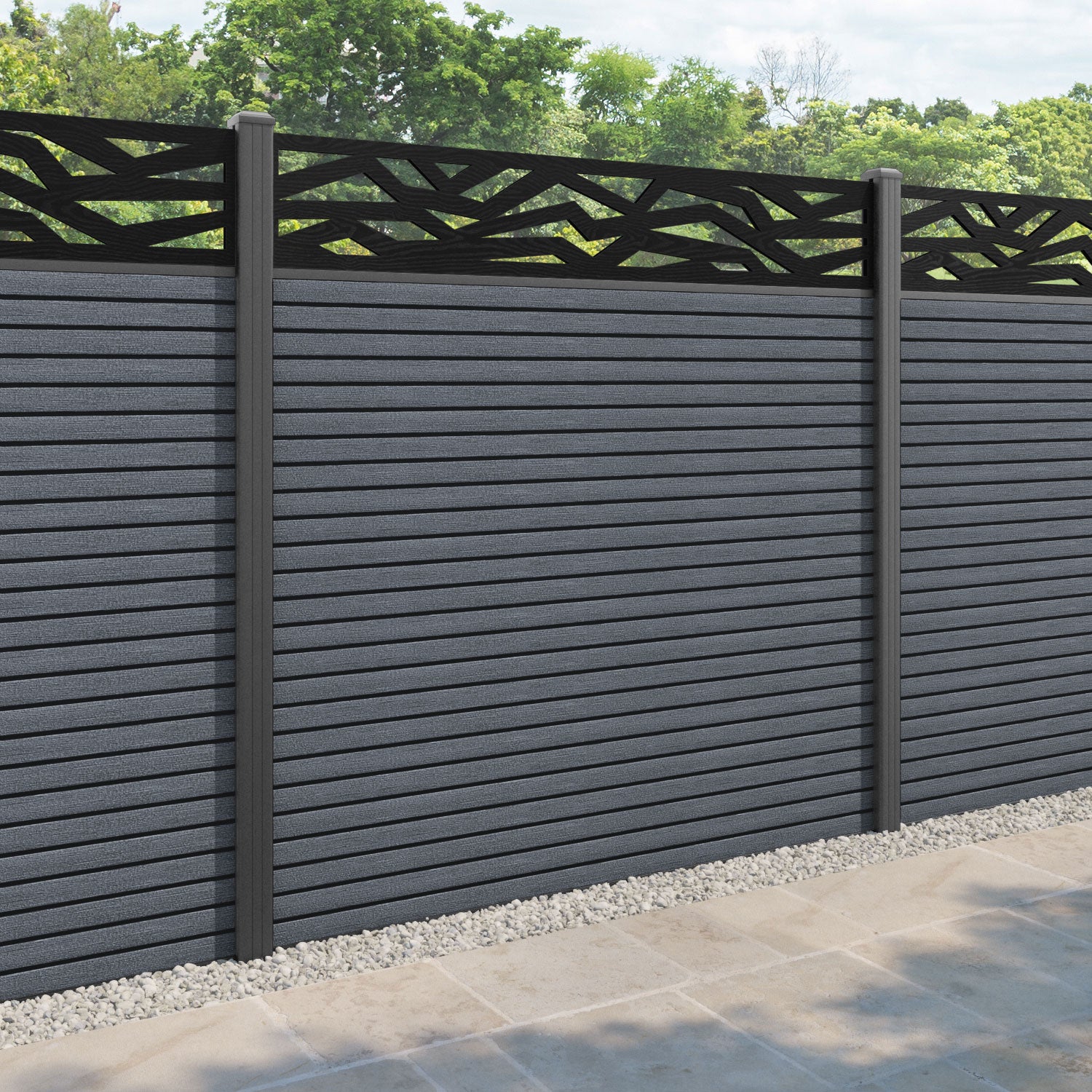 Hudson Zenith Fence Panel - Anthracite - with our aluminium posts