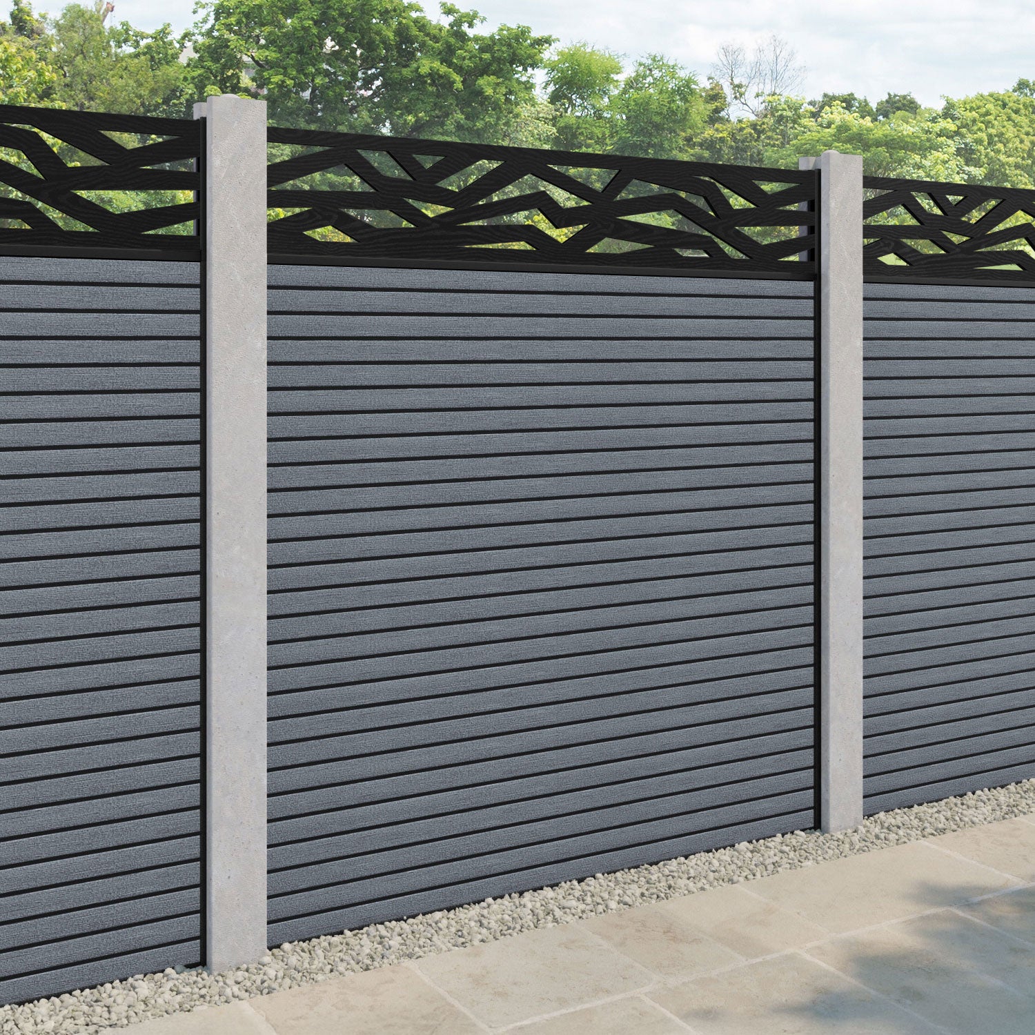 Hudson Zenith Fence Panel - Anthracite - for existing concrete posts