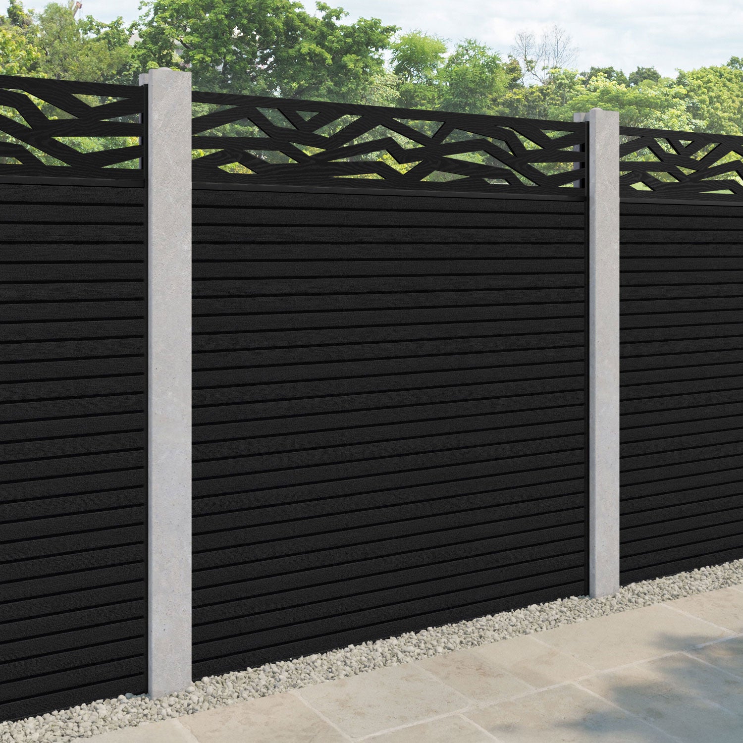 Hudson Zenith Fence Panel - Black - for existing concrete posts