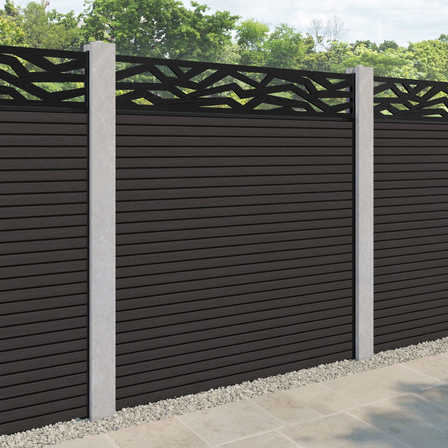 Hudson Zenith Fence Panel - Dark Oak - for existing concrete posts