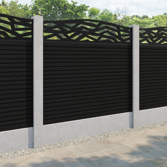 Hudson Zenith Curved Top Fence Panel - Black - for existing concrete posts