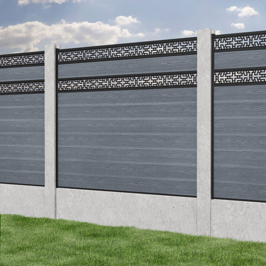 Classic Kumo Split Screen Fence Panel - Anthracite - for existing concrete posts
