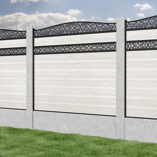 Classic Kumo Curved Top Split Screen Fence Panel - Light Stone - for existing concrete posts