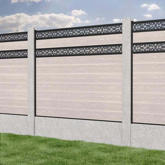 Classic Kumo Split Screen Fence Panel - Mid Stone - for existing concrete posts