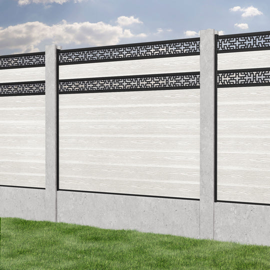Classic Kumo Split Screen Fence Panel - Light Stone - for existing concrete posts