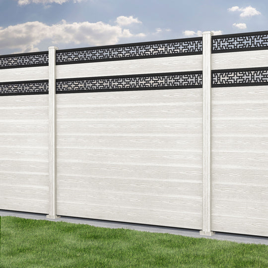 Classic Kumo Split Screen Fence Panel - Light Stone - with our composite posts