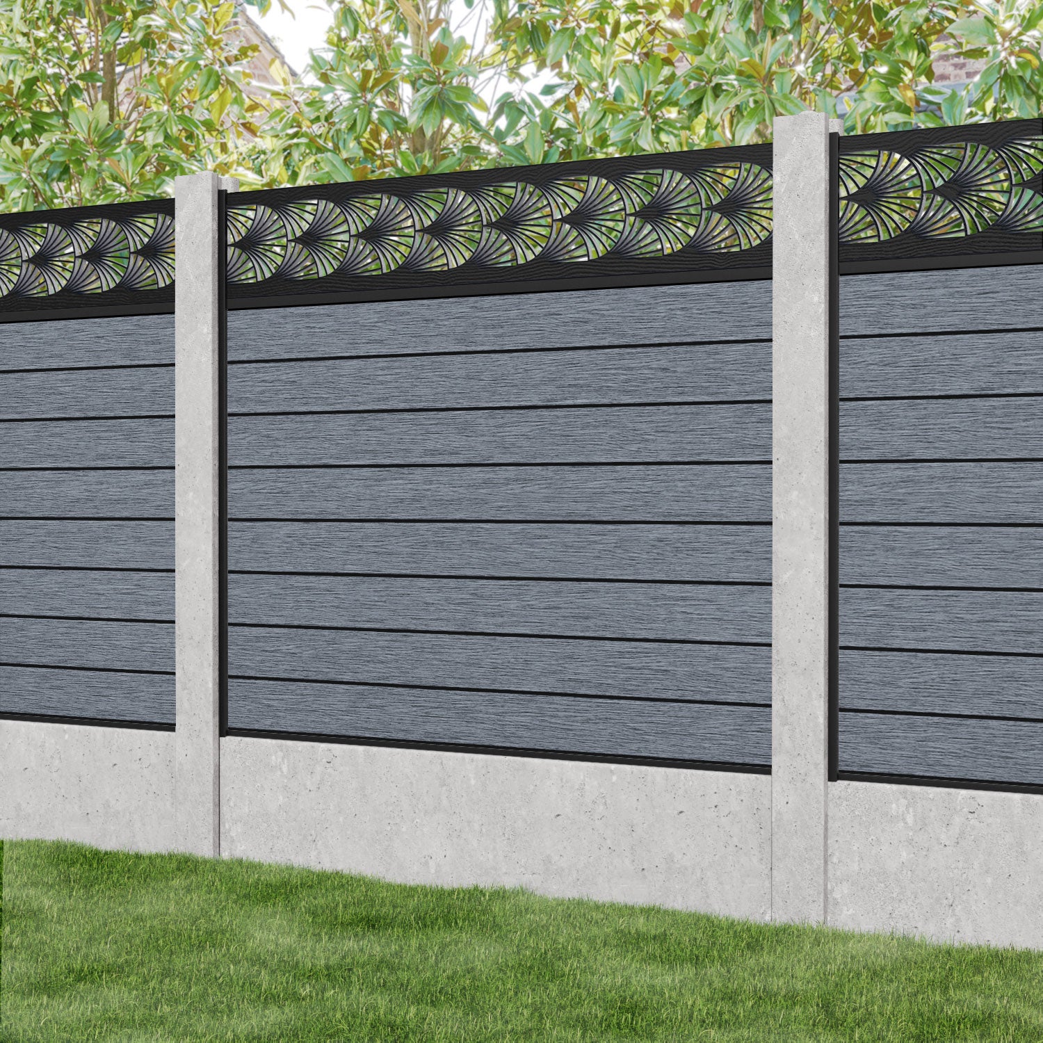 Fusion Laurel Fence Panel - Anthracite - for existing concrete posts