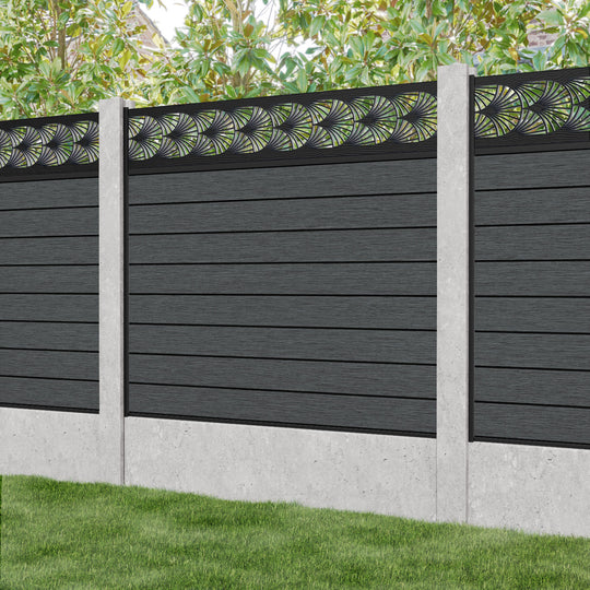 Fusion Laurel Fence Panel - Dark Grey - for existing concrete posts