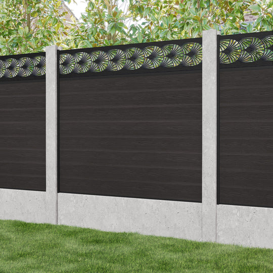 Classic Laurel Fence Panel - Dark Oak - for existing concrete posts