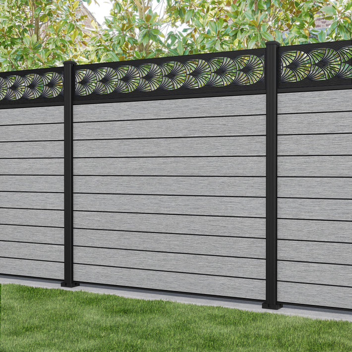 Fusion Laurel Fence Panel - Light Grey - with our aluminium posts