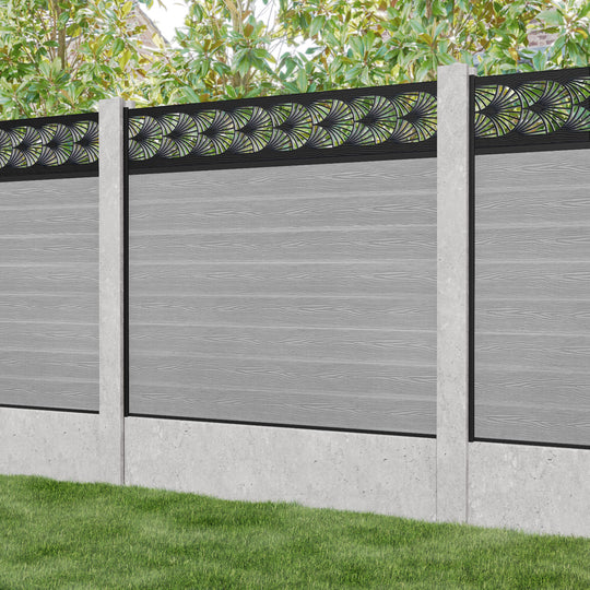 Classic Laurel Fence Panel - Light Grey - for existing concrete posts