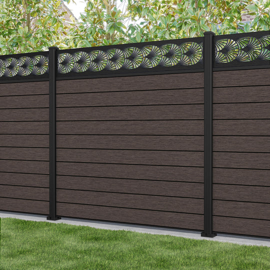 Fusion Laurel Fence Panel - Mid Brown - with our aluminium posts
