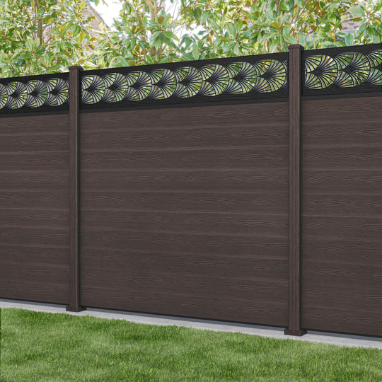 Classic Laurel Fence Panel - Mid Brown - with our composite posts