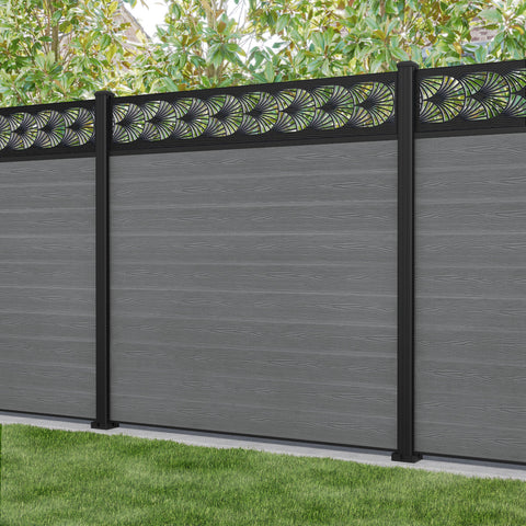 Classic Laurel Fence Panel - Mid Grey - with our aluminium posts