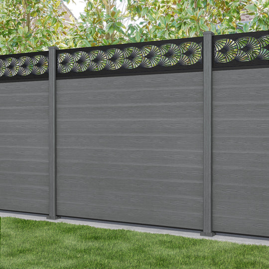 Classic Laurel Fence Panel - Mid Grey - with our composite posts