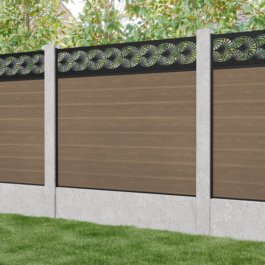 Classic Laurel Fence Panel - Teak - for existing concrete posts