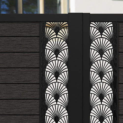 Fusion Laurel Straight Top Driveway Gate - Dark Oak - Middle & End Screen