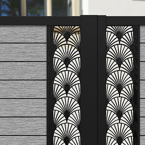 Fusion Laurel Straight Top Driveway Gate - Light Grey - Middle & End Screen