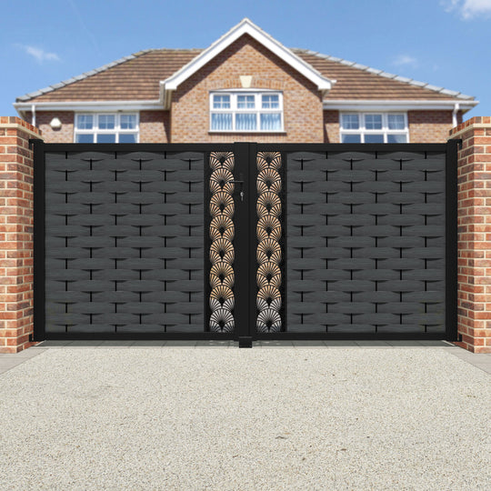 Ripple Laurel Straight Top Driveway Gate - Dark Grey - Middle Screen