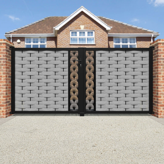 Ripple Laurel Straight Top Driveway Gate - Light Grey - Middle Screen