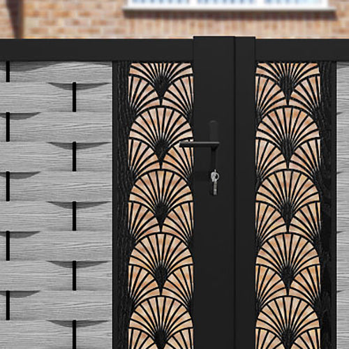 Ripple Laurel Straight Top Driveway Gate - Light Grey - Middle Screen