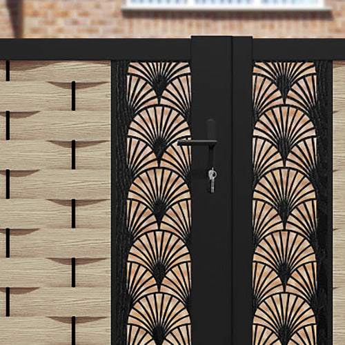 Ripple Laurel Straight Top Driveway Gate - Light Oak - Middle Screen