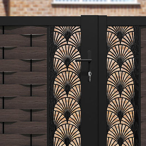 Ripple Laurel Straight Top Driveway Gate - Mid Brown - Middle & End Screen