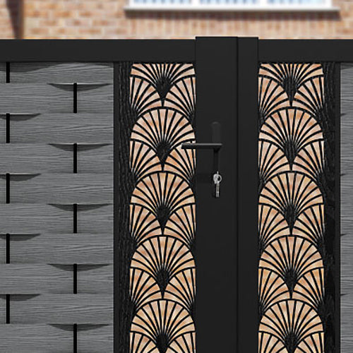 Ripple Laurel Straight Top Driveway Gate - Mid Grey - Middle & End Screen