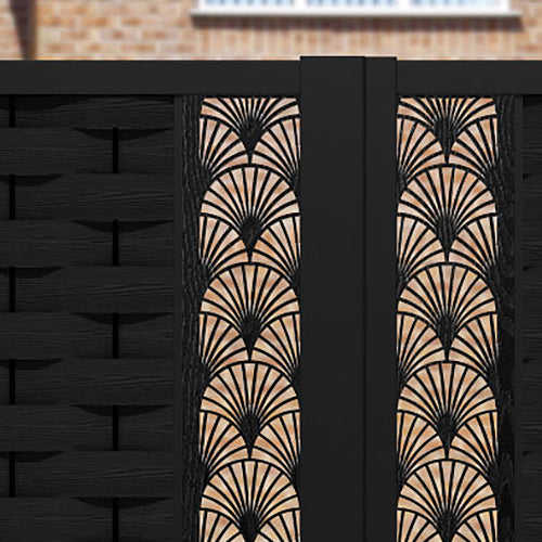 Ripple Laurel Straight Top Driveway Gate - Black - Middle Screen