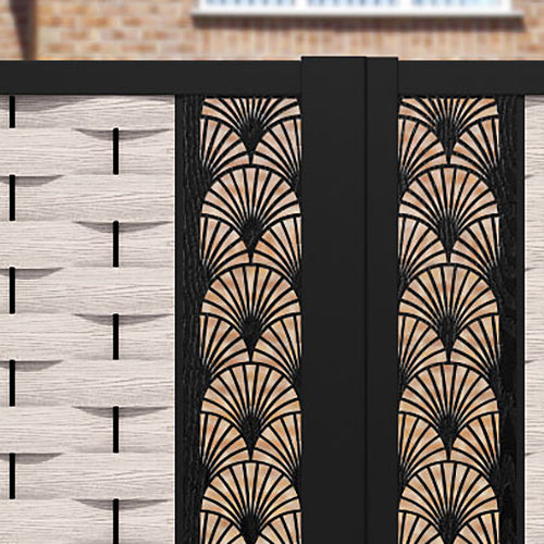 Ripple Laurel Straight Top Driveway Gate - Mid Stone - Middle & End Screen