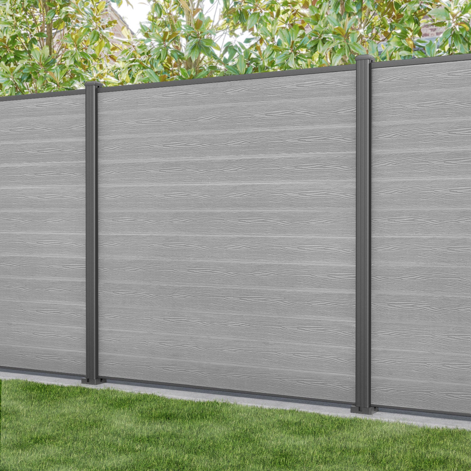 Classic Fence Panel - Light Grey - with our aluminium posts