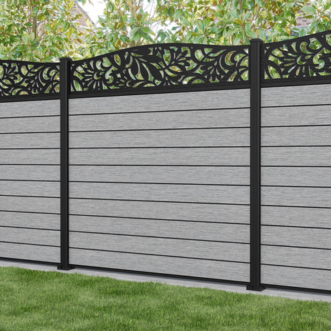 Fusion Heritage Curved Top Fence Panel - Light Grey - with our aluminium posts
