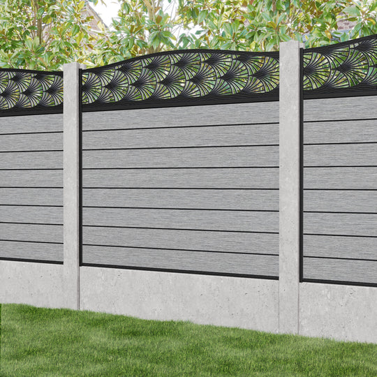 Fusion Laurel Curved Top Fence Panel - Light Grey - for existing concrete posts