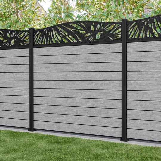 Fusion Poppy Curved Top Fence Panel - Light Grey - with our aluminium posts