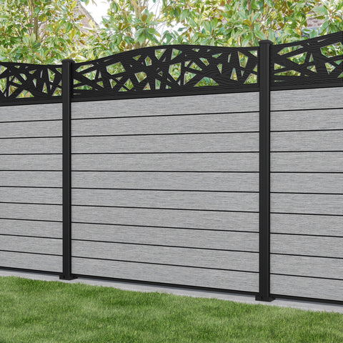 Fusion Prism Curved Top Fence Panel - Light Grey - with our aluminium posts