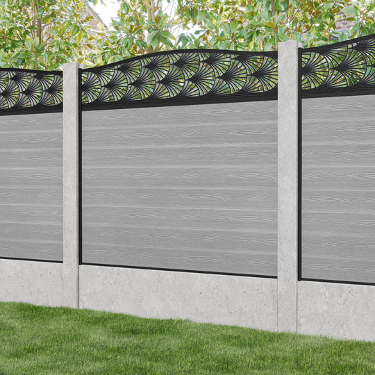 Classic Laurel Curved Top Fence Panel - Light Grey - for existing concrete posts