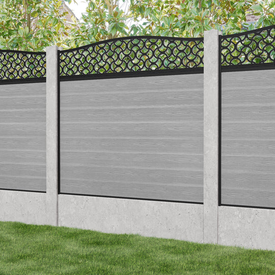 Classic Vida Curved Top Fence Panel - Light Grey - for existing concrete posts