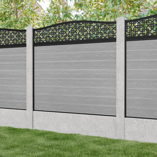 Classic Zaria Curved Top Fence Panel - Light Grey - for existing concrete posts
