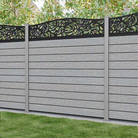 Fusion Botanic Curved Top Fence Panel - Light Grey - with our composite posts