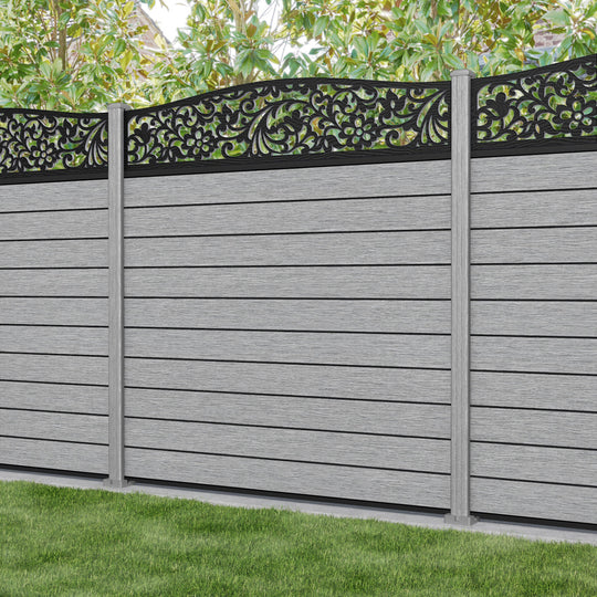 Fusion Eden Curved Top Fence Panel - Light Grey - with our composite posts