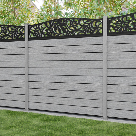 Fusion Heritage Curved Top Fence Panel - Light Grey - with our composite posts
