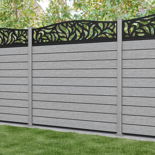 Fusion Plume Curved Top Fence Panel - Light Grey - with our composite posts