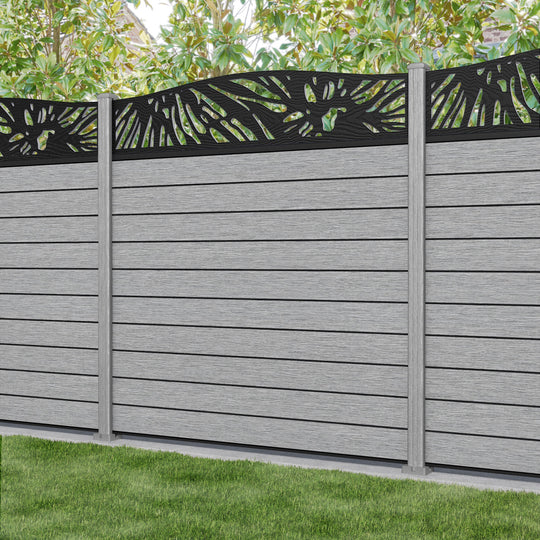 Fusion Poppy Curved Top Fence Panel - Light Grey - with our composite posts