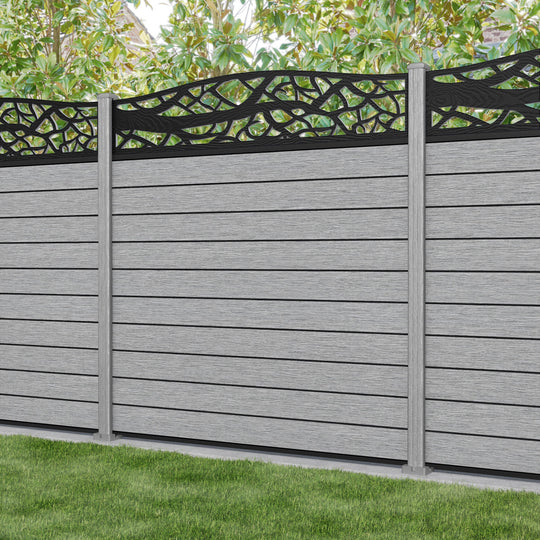 Fusion Twilight Curved Top Fence Panel - Light Grey - with our composite posts
