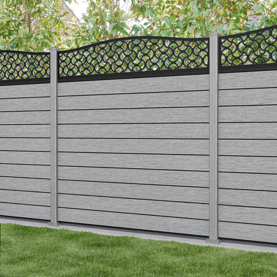 Fusion Vida Curved Top Fence Panel - Light Grey - with our composite posts