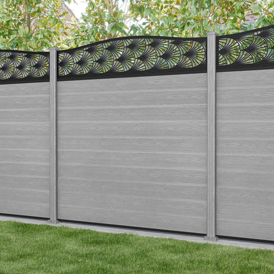 Classic Laurel Curved Top Fence Panel - Light Grey - with our composite posts