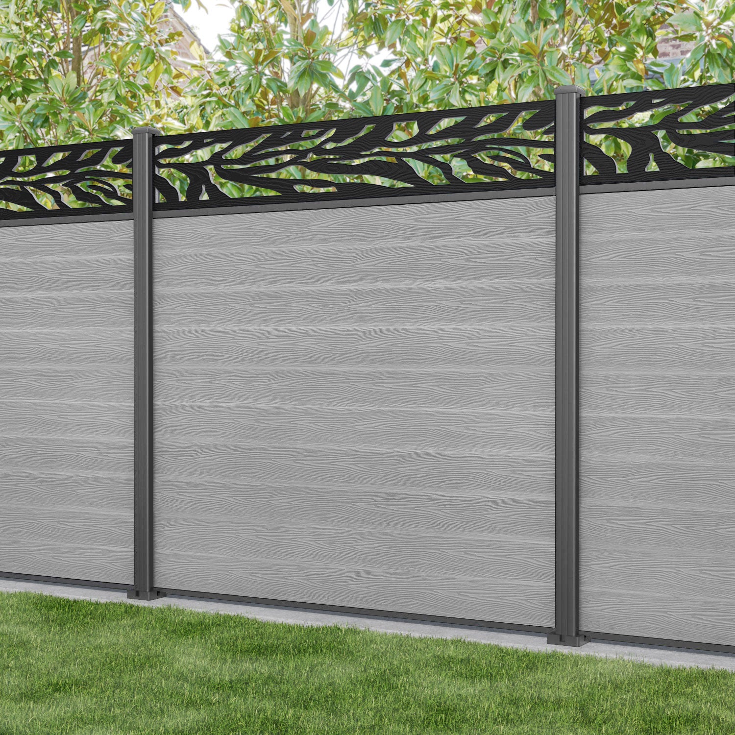 Classic Malawi Fence Panel - Light Grey - with our aluminium posts